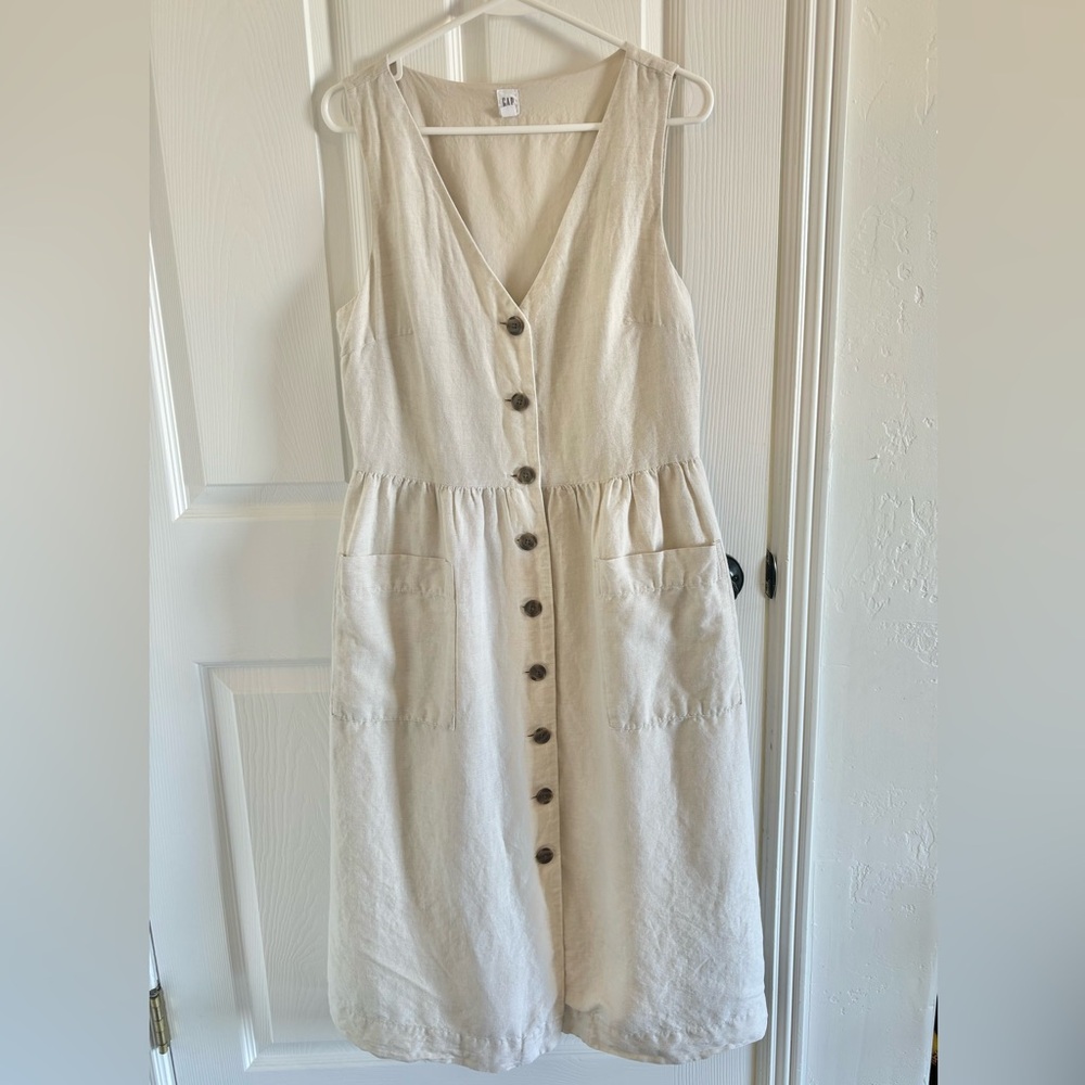 Gap linen cotton blend midi dress size 10 tall